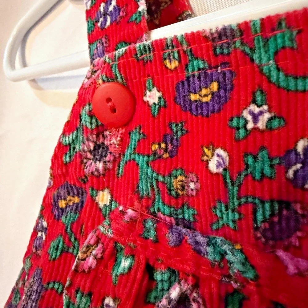 Vtg OshKosh B'Gosh‎ USA red floral romper bubble 18M baby girl cotton blend